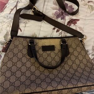 Gucci Beige and Brown GG Shoulder Bag